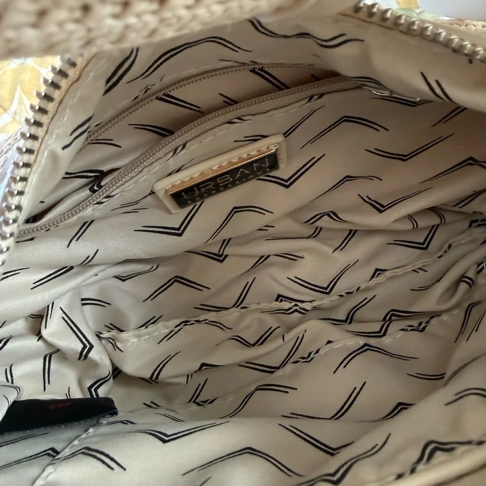 Urban Expressions Chic Woven Straw Clutch with Rhinestone Details